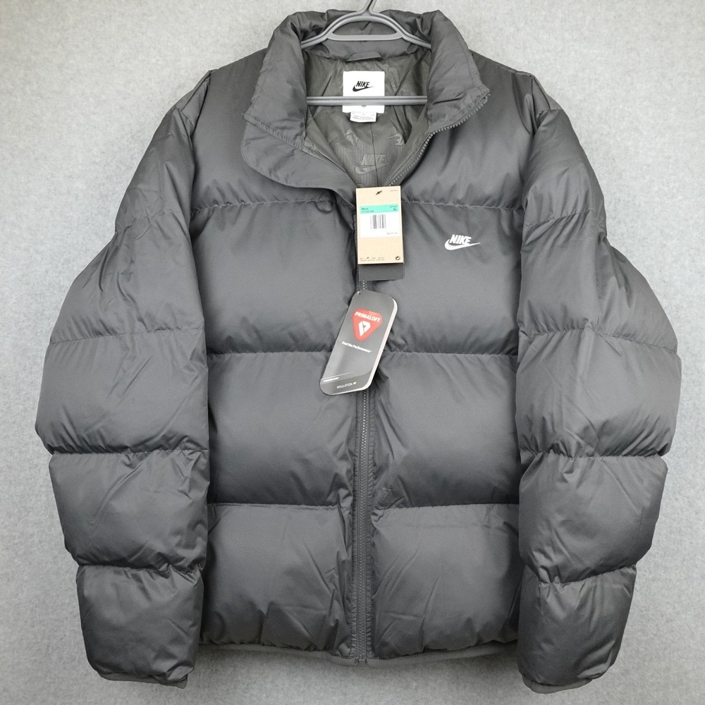 Nike Primaloft Puffer Jacket Mens XL Gray Full Zip Insulated Outdoor Hike Gorp